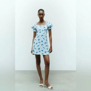 NWT xs women’s Zara Blue Floral Dress mini